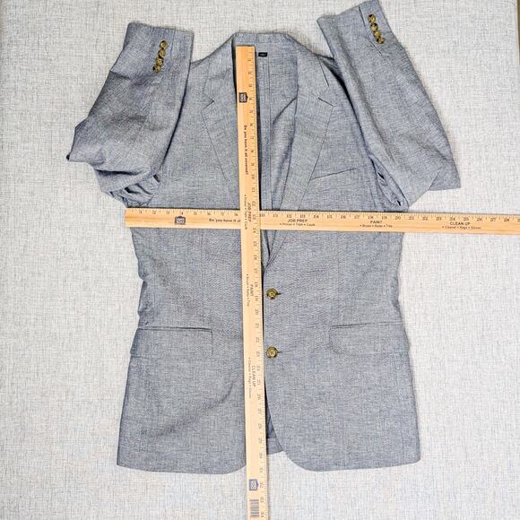 J.Crew Ludlow Slim Unstructured Suit Cotton Linen Blazer & Pants Chambray 40R - Picture 7 of 16